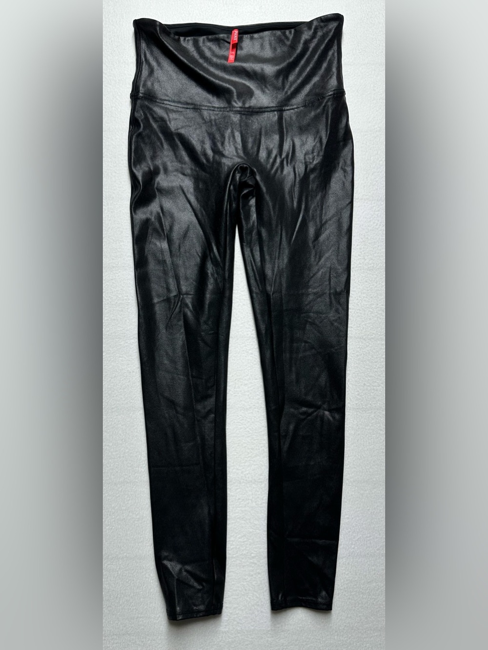 SPANX Faux Leather Leggings • Women’s Large • Black High‑Waist Shaping